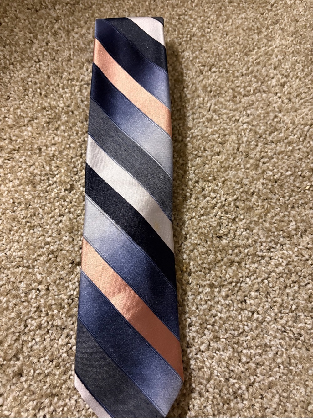 Classic Striped Men's Tie in Navy, Gray, Copper